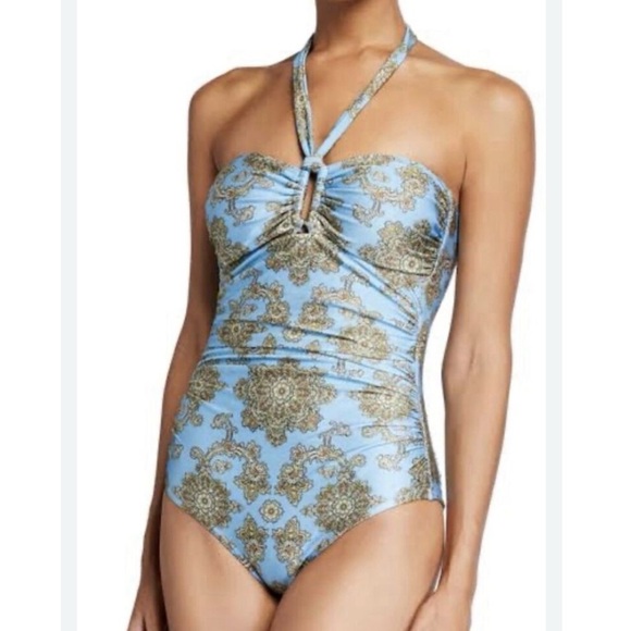 ZIMMERMANN Fiesta Square Link One-Piece Boho Printed Swimsuit Size 1 - Picture 1 of 15